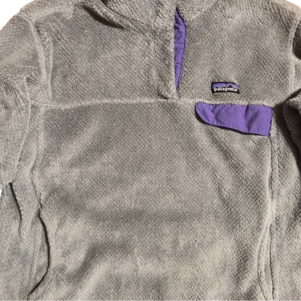 PATAGONIA Fleece Pullover in Gray w/ Purple Accents Size Small - Picture 5 of 13